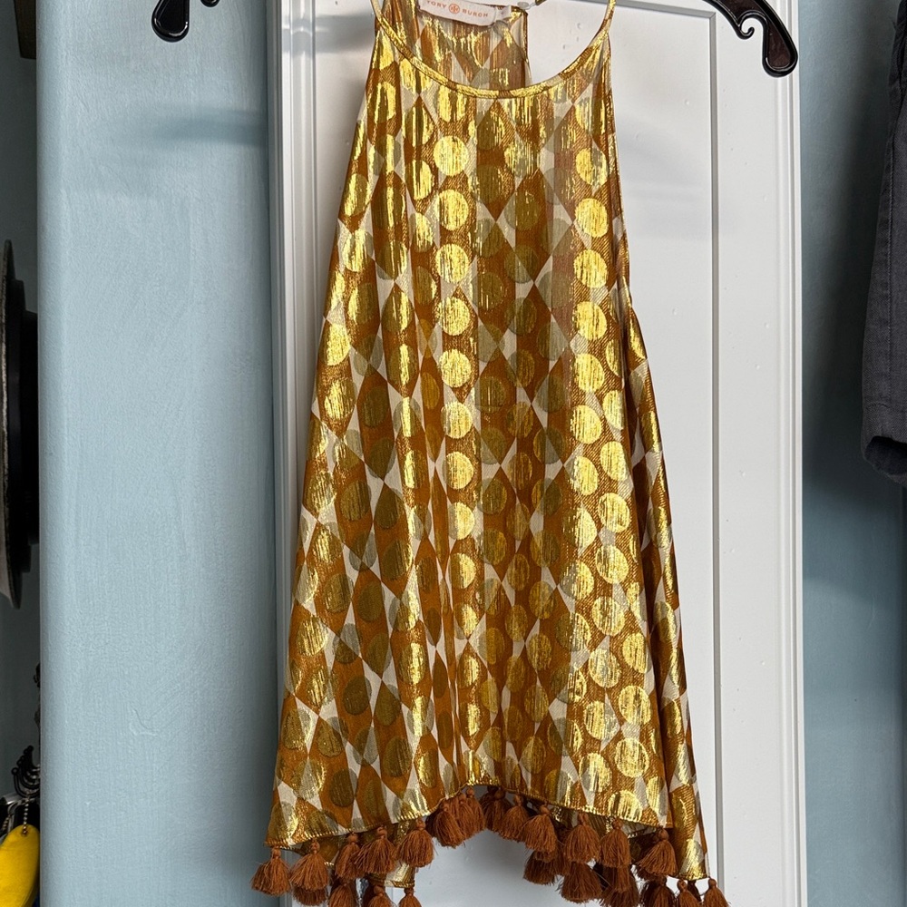 Tory Burch Elegant Gold Patterned   Top